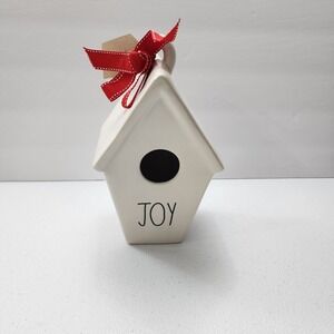 Rae Dunn by Magenta, Joy Birdhouse with Mistletoe Icon 2 sided 9" christmas new